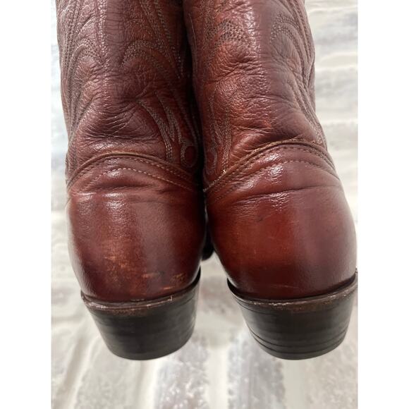 Dan Post Men Sz 8.5 Brown Black Cherry Leather Western Cowboy Riding Rodeo Boots main image 5